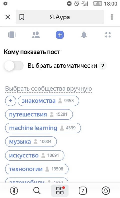 Кому показать пост в Яндекс.Ауре