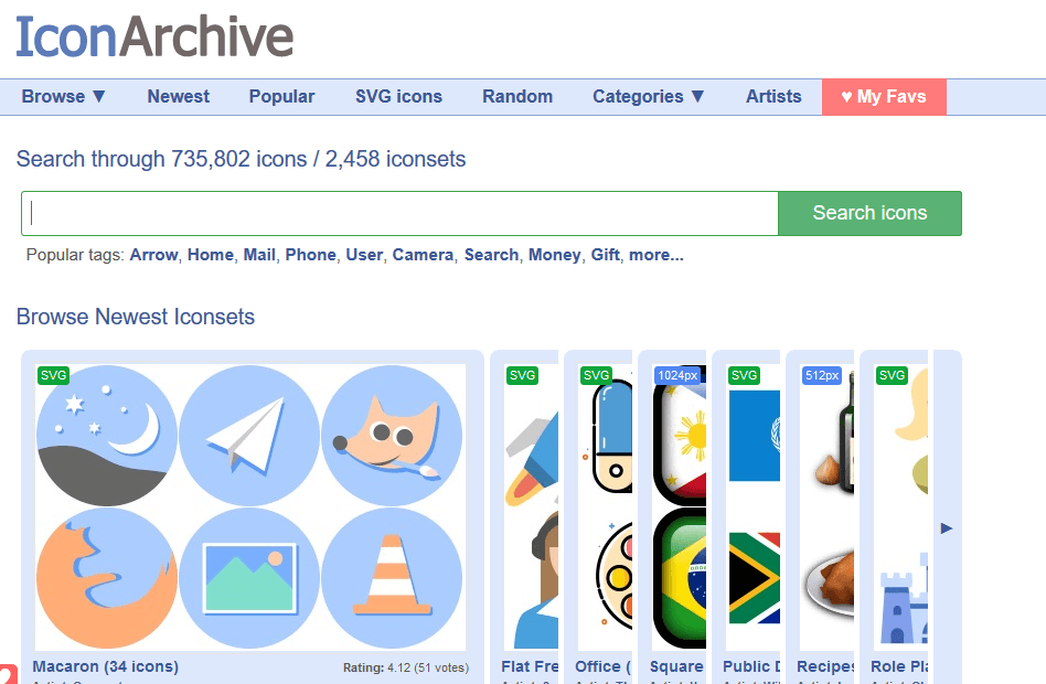 Цветные иконки в сервисе IconArchive