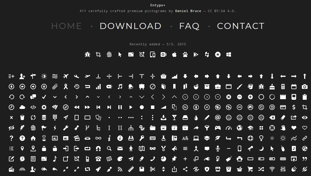 Большой набор стандартных бесплатных иконок на сайте Entypo